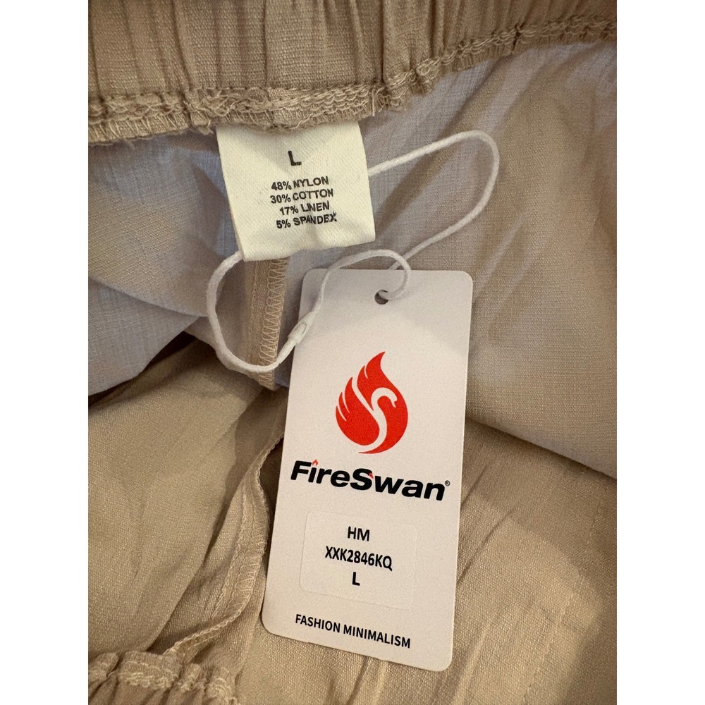 FireSwan Beige Linen Blend Wide Leg Drawstring Pants Large‎ NWT Summer Coastal - Picture 4 of 4